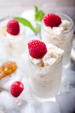 Bowl of snow ice cream made with sweetened condensed milk and vanilla