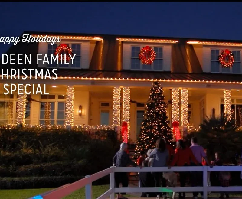 Paula Deen Italian cherry cookies, the Deen family Christmas special holiday house with a lit tree and wreaths